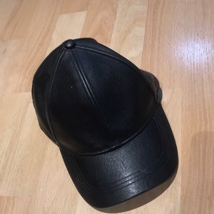 black leather hat